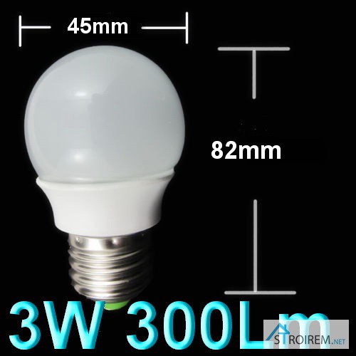 Фото 2. Светодиодная Led лампа E14, E27 3W 250-300 Lm 220V воль