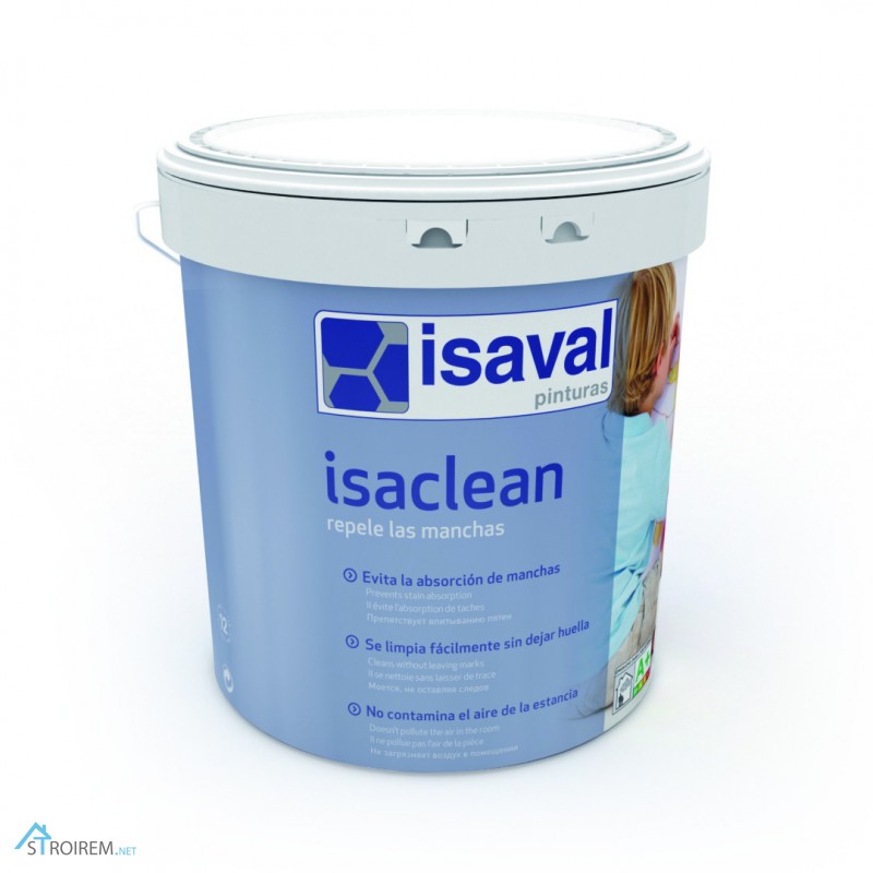 Фото 6. Краска моющаяся ISAVAL Изаклин (Испания) 4 л белый - стойкая к многократному мытью