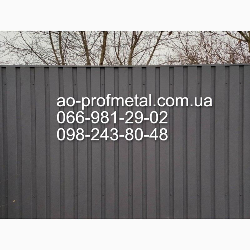 Фото 2. Профнастил на забор серый графит РАЛ 7024, Заборный профлист Серый Матовый RAL 7024