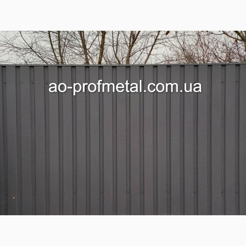 Фото 3. Профнастил на забор серый графит РАЛ 7024, Заборный профлист Серый Матовый RAL 7024