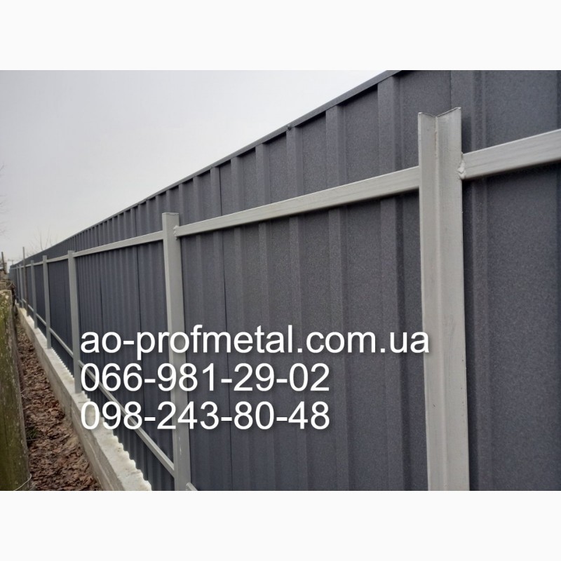 Фото 4. Профнастил на забор серый графит РАЛ 7024, Заборный профлист Серый Матовый RAL 7024