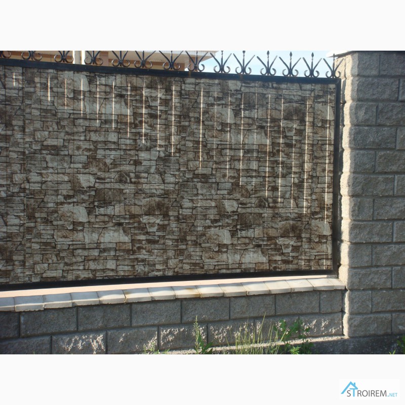 Фото 2. Профнастил с рисунком камня купить, забор под камень