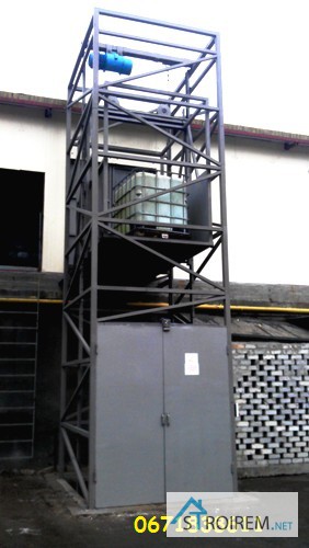 Фото 9. Лифт грузовой на 1 тонну установка подъёмника шахтного снаружи здания. Монтаж под ключ