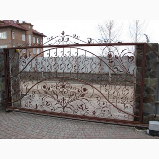 Кованные откатные ворота в Киеве