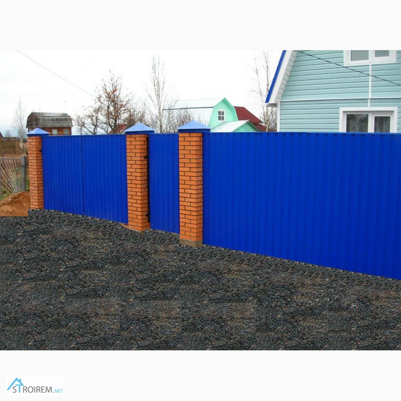 Фото 3. Профнастил синего цвета, забор из профнастила цена
