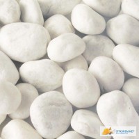 Натуральный, природный камень - Мраморная белая галька 40-60 мм.